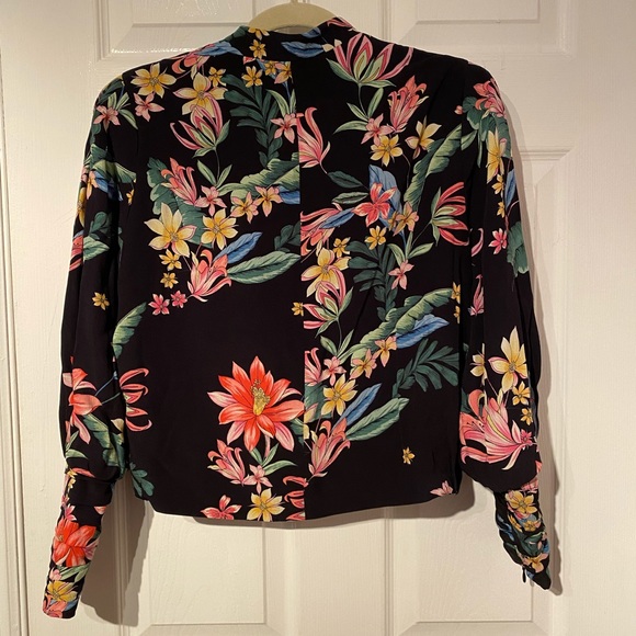Zara Floral Zip Up Blazer Jacket - Picture 4 of 5